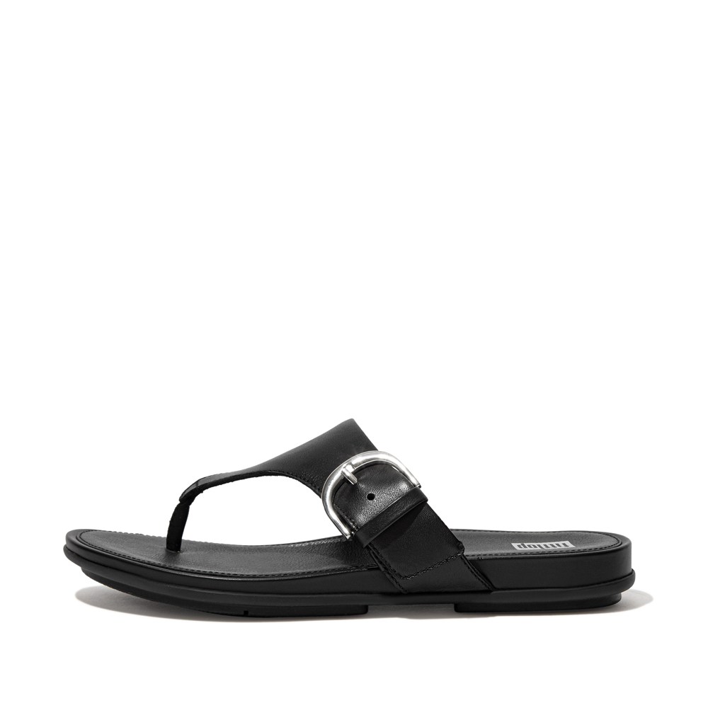 Fitflop Womens Sandals Black - Gracie Buckle Leather Toe-post - 05QGMLDPC